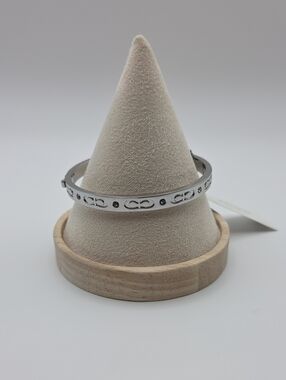 Coach Silver Logo-Stud Hinged Bangle Bracelet